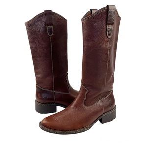 Born Shavano Tall Western Pull On Leather Riding Boots Brown Size 8.5